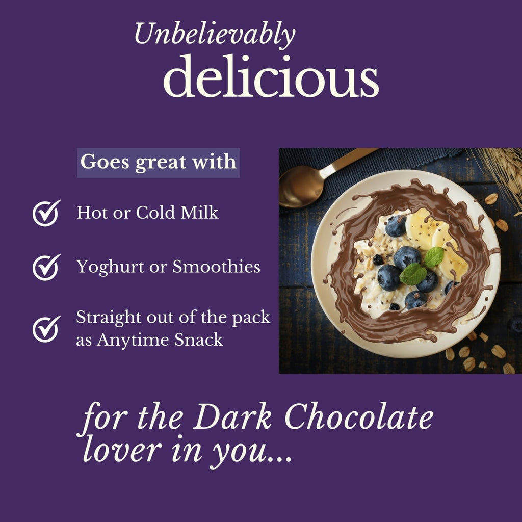 Fulfilling Chocolate Muesli- Tasty & Healthy Breakfast Cereal 700g, Dry fruit & Nuts, Omega 3 rich Pumpkin & Sunflower Seeds + Cranberry | Rolled Oats + Millet Flakes | Vegan