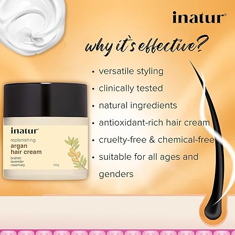 Inatur Argan Oil Hair Cream for Frizzy Hair - 100 gms