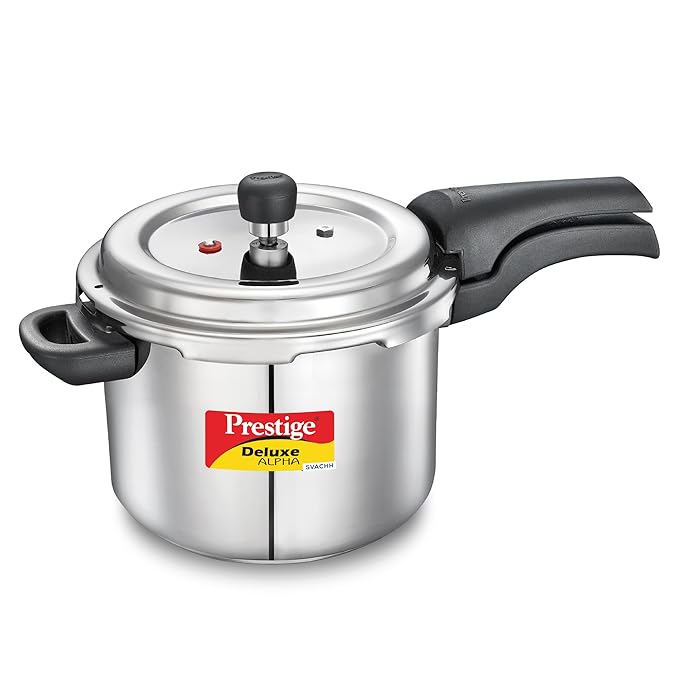 Prestige 4 Litres Svachh Deluxe Alpha Induction Base Outer Lid Stainless Steel Pressure Cooker