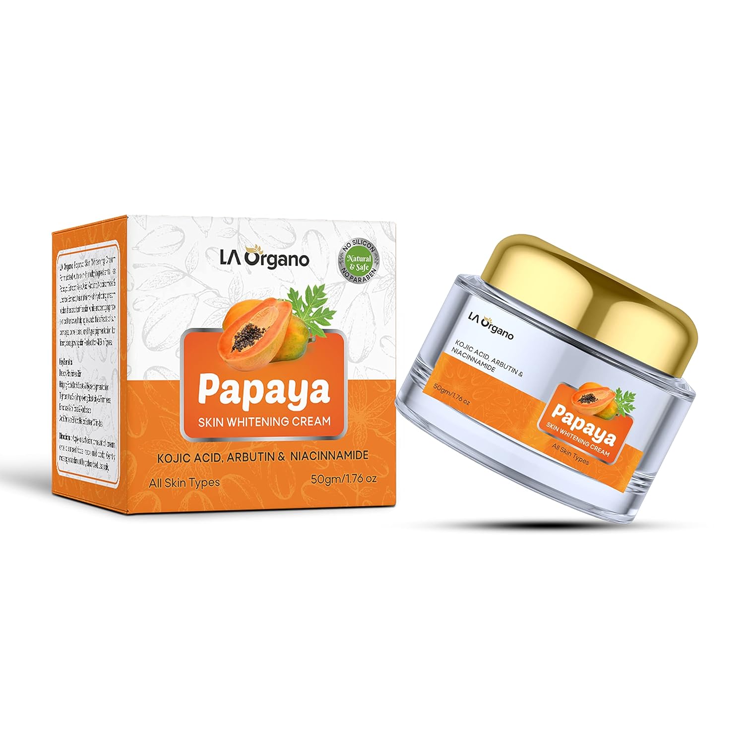 La Organo Papaya Cream for Skin Brightening & Whitening - 50 Gms