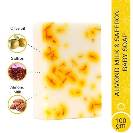 Omved Mrudu Almond Milk and Saffron Ayurvedic Baby Soap - 100 gms