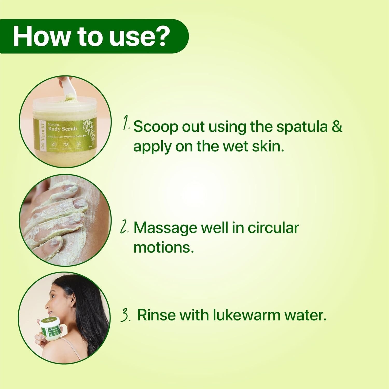 VauriiC De Tan Moringa Exfoliating Body Scrub - 200 gms