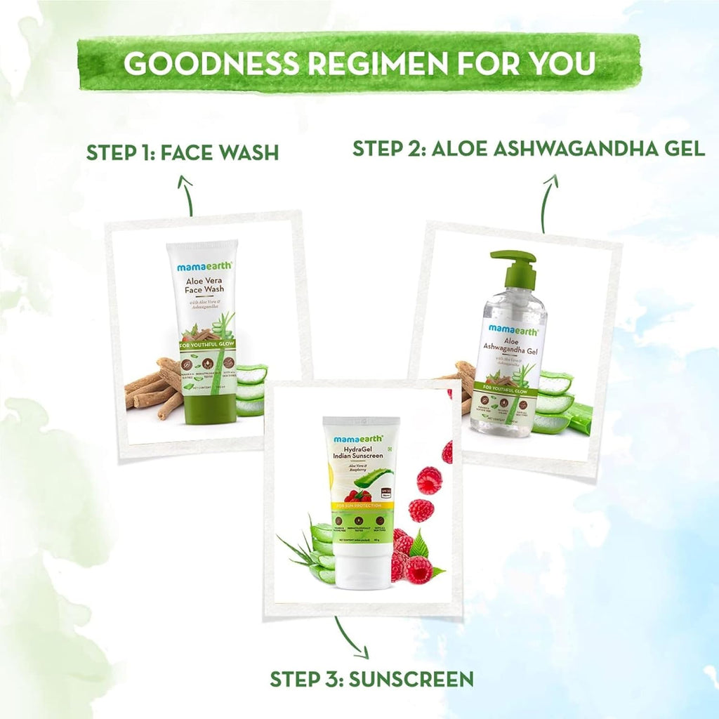 Mamaearth Aloe Ashwagandha Gel, for face, with Aloe Vera & Ashwagandha for a Youthful Glow - 300 ml