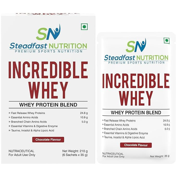 Steadfast Nutrition Incredible Whey Protein - Chocolate - 35 gms (6 Sachets)