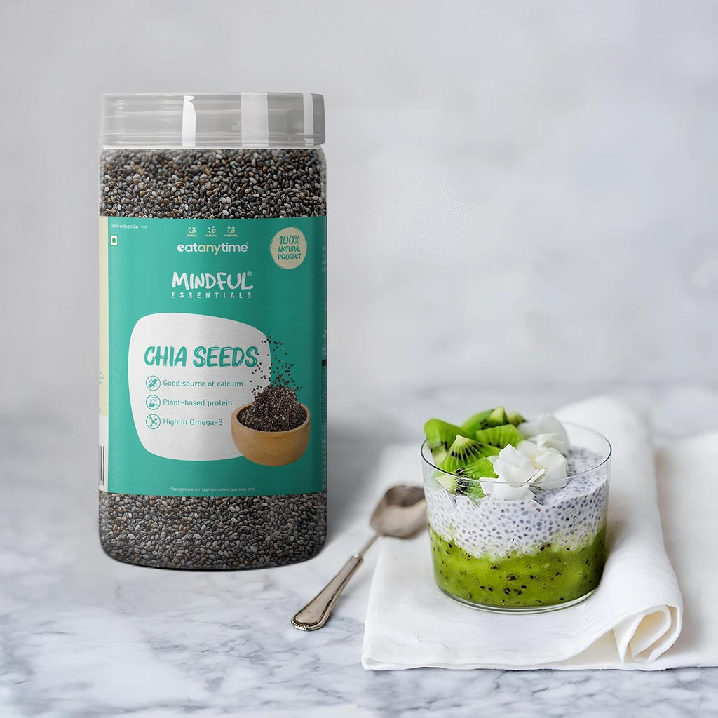 Eat Anytime Chia Seeds | Source of Calcium, Fibre & Protein | High in Omega 3 | Seeds for Weight Management | Premium Raw Chia Seeds - 600 g
