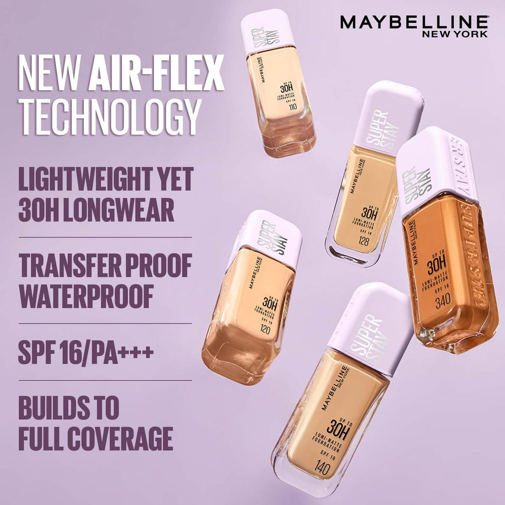 Maybelline New York Super Stay Lumi-Matte Liquid Foundation - 128, Up To 30H Long Wear, Water & Transfer Proof. SuperStay Lumi-Matte Liquid Foundation comes with Non-comedogenic & Vegan Formula | 35ml