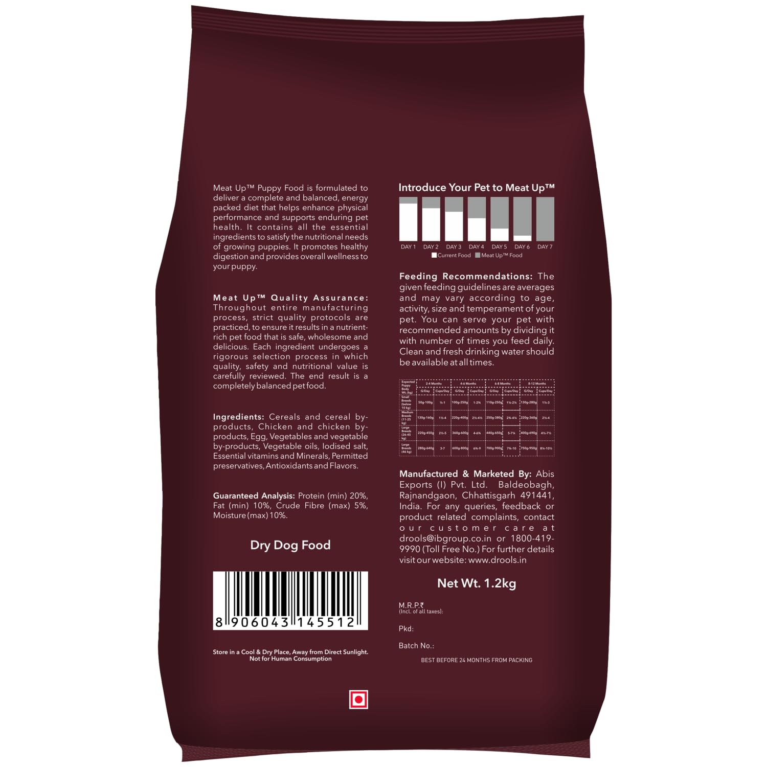 Meat Up Puppy Dry Dog Food, 1.2 kg Pack