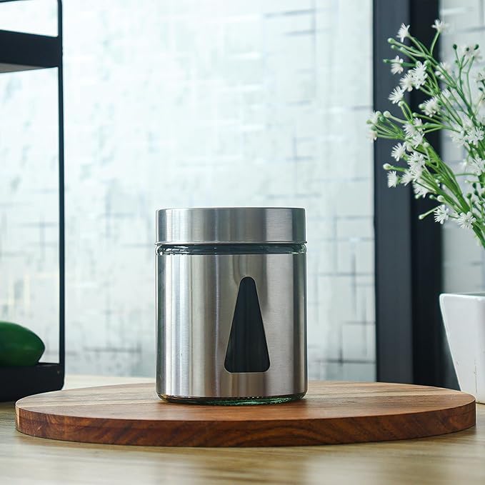 Femora Kitchen Storage Jars Steel Finish With See Through Window Jar | 700 Ml | Pack of 1