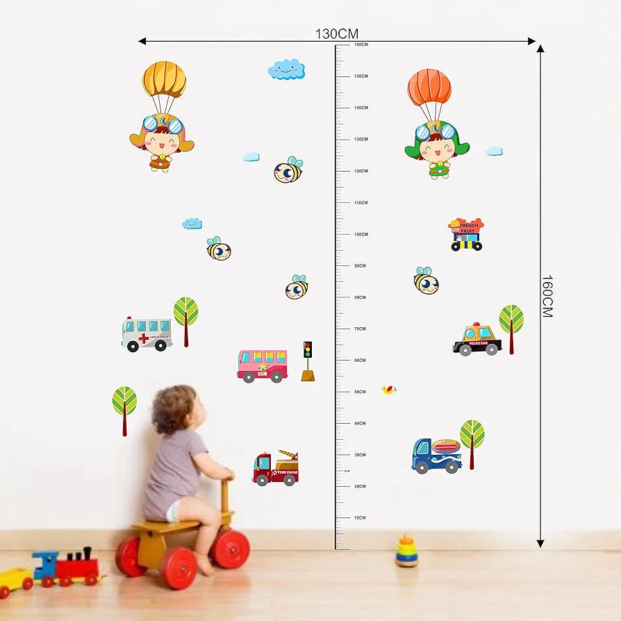 Decal O Decal Vinyl Height Chart with Cute Babies Cartoon Wall Stickers Multicolour 130cmx160cm-Self-Adhesive