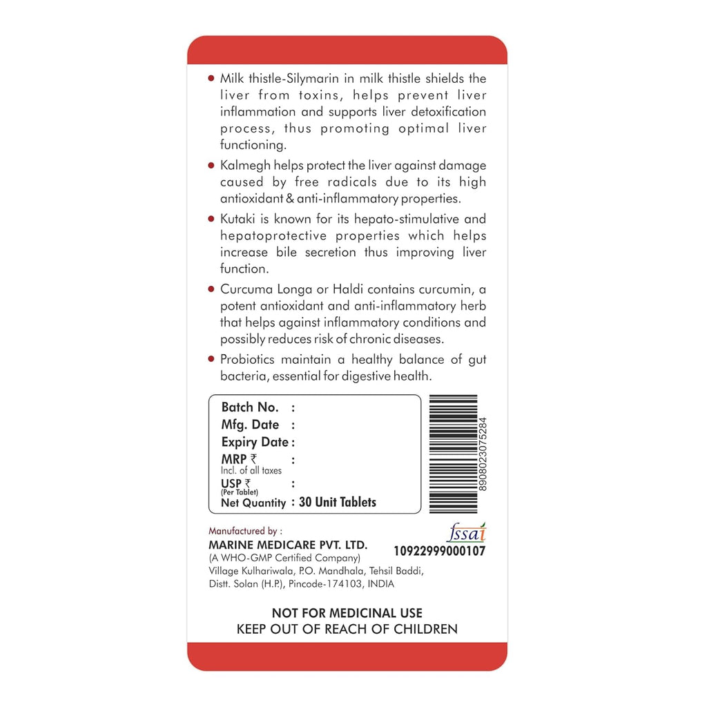 Fytika Fit Liver - 30 Tablets | Liver Detox Supplement | Liver Detox with Milk Thistle, Kalmegh, Kutaki, Kasani, Haldi | For Men & Women
