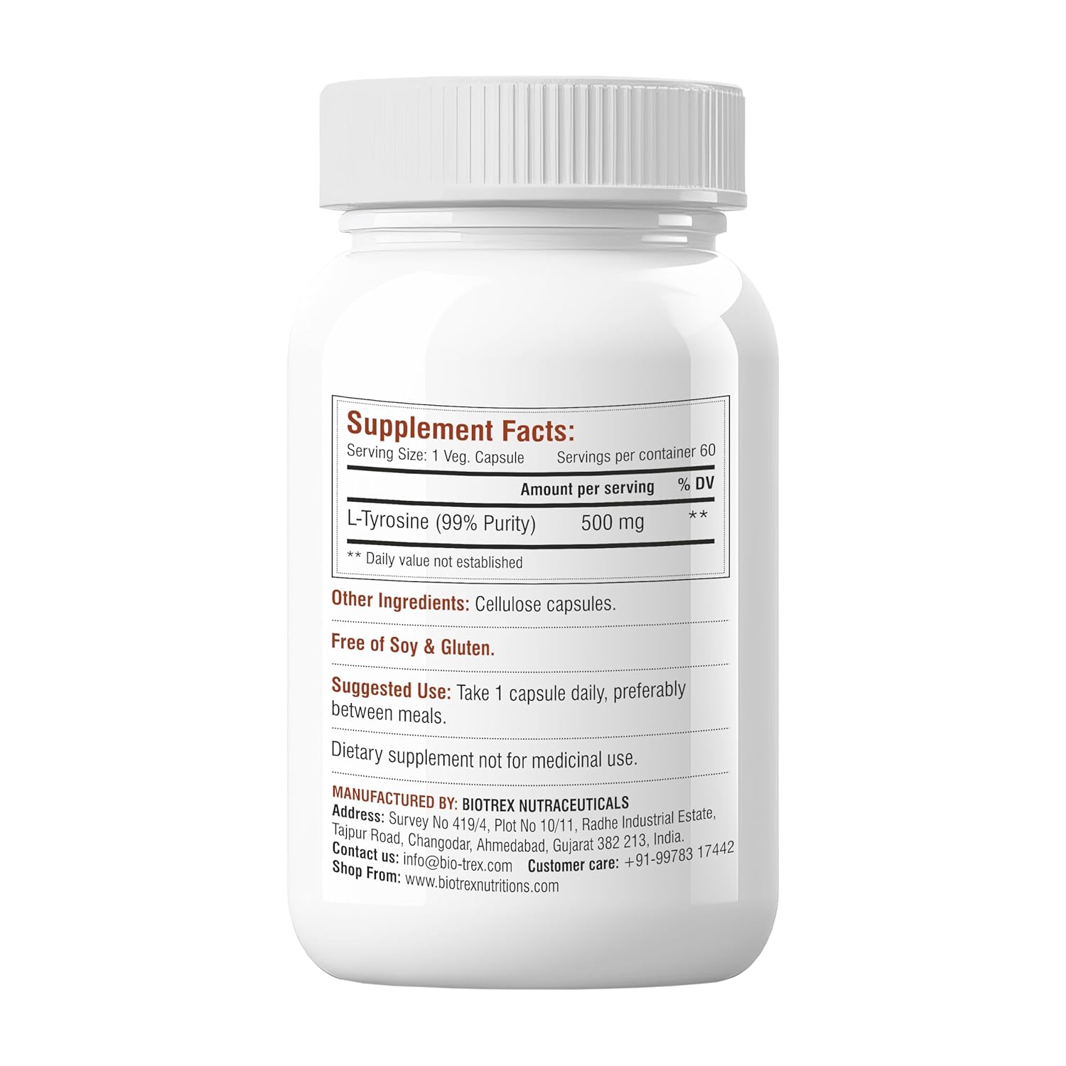 Biotrex Nutraceuticals L-Tyrosine 500mg - 60 Capsules