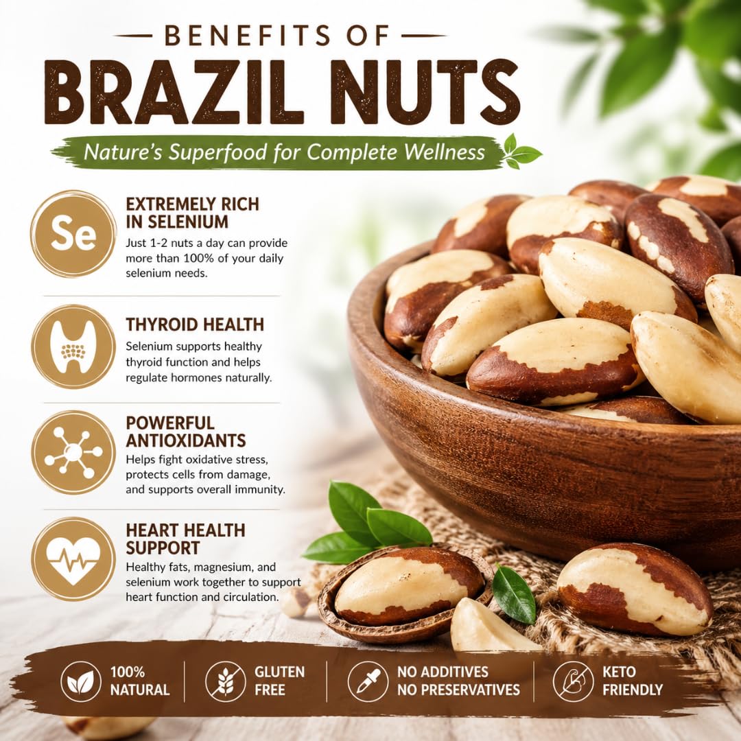 Ketsoy Premium Brazil Nuts | Supports Immunity | Thyroid Function Support Nutrients | Rich in Selenium |Unroasted Brazilian Nuts - Large Jumbo Size Nuts