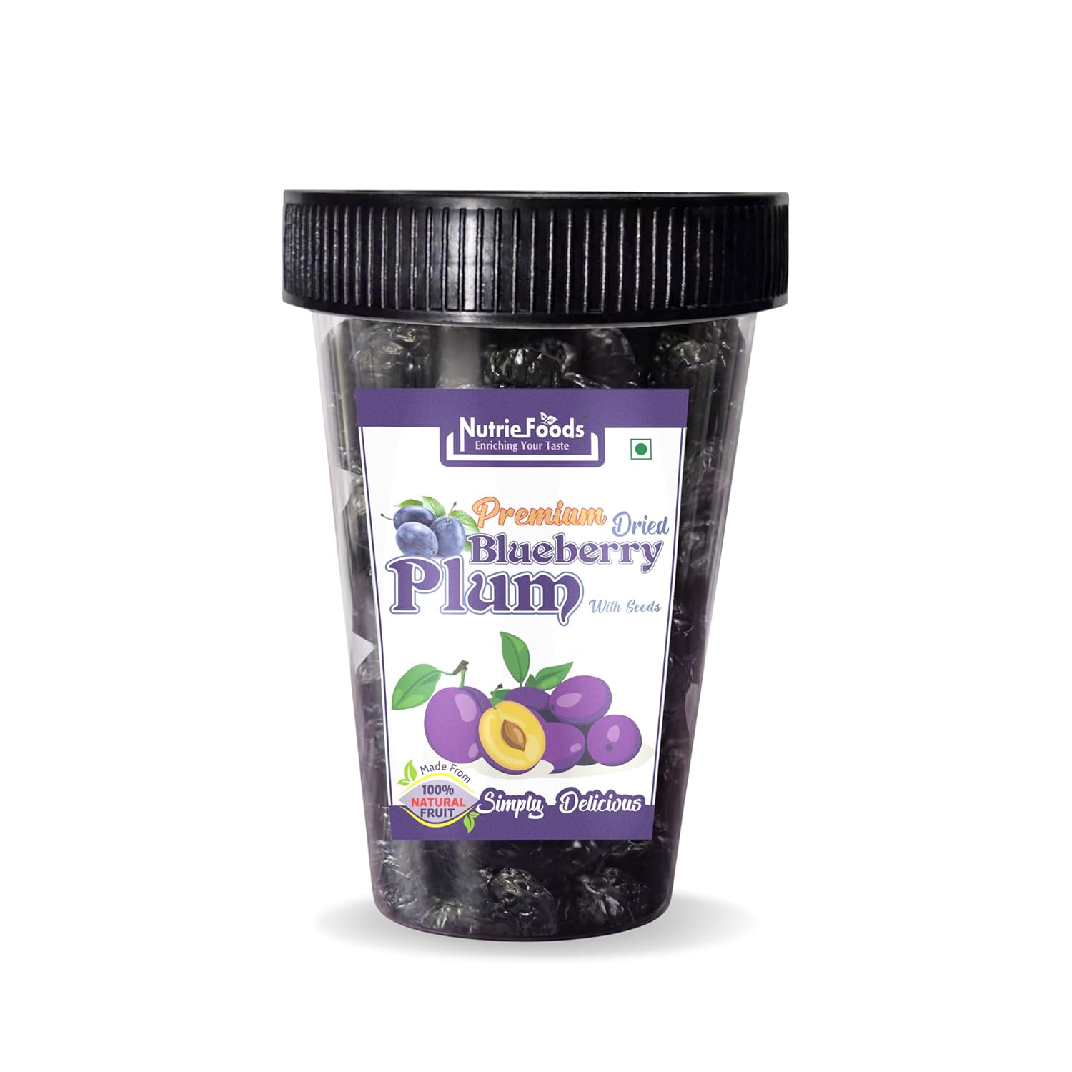 Nutriefoods Premium Blueberry Plum | No added artificial colors, flavors | 100% Natural Dried Fruit | With Seeds, Pack of 250g