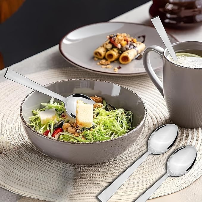 Parage Stainless Steel Spoons Set of 12, Dinner Spoon Length 16cm Food Grade Silverware for Home & Kitchen