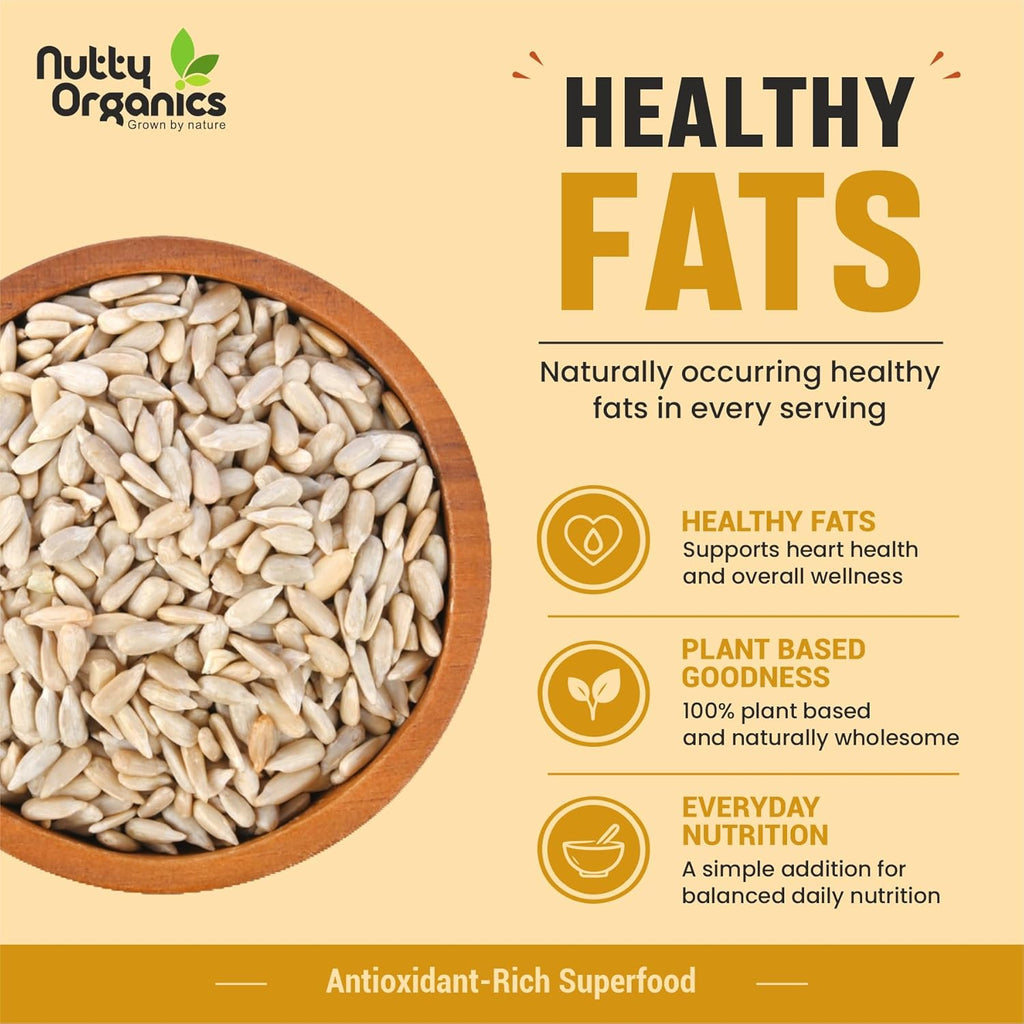 NUTTY ORGANICS Natural Sunflower Seeds 200GM | Raw Sunflower Seeds for Eating- Diet Food | Healthy Snack | Raw Seeds | Weight Management