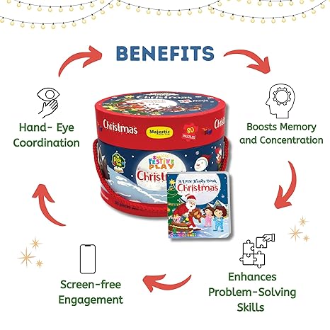 The Book Tree Christmas Puzzle Gift Box for Kids 80 Puzzle Pieces & 1 Storybook Christmas Puzzle for Children