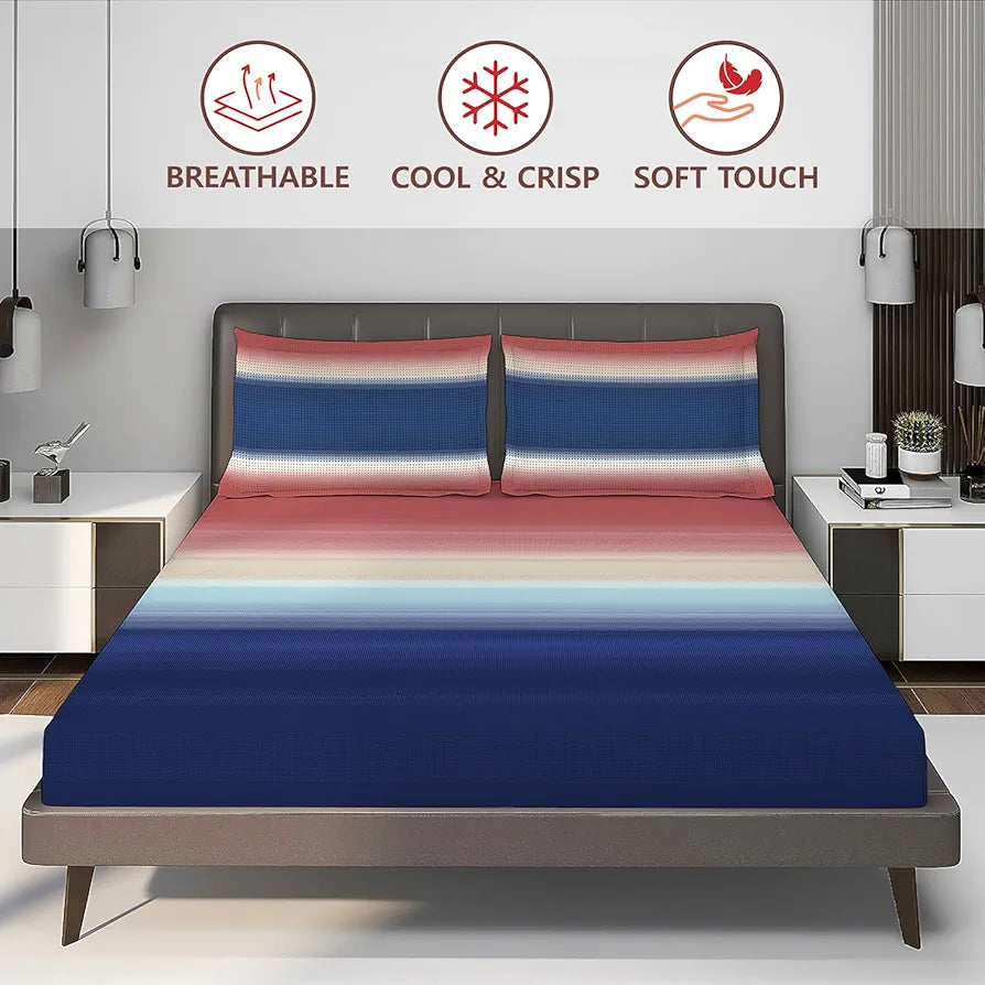 Layers Durathread Bedsheet Set for All Seasons Lightweight Moisture Absorbent Machine Washable & Easy to Care 225 CVC King Size Multicolor3