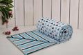 Trance Home Linen 150 GSM Pure Cotton Reversible Dohar Single Bed Size Ac Blanket Comforter Soft Light-Weight Bed Blanket 56 X 88 Inch Colour Blue Black Triangles