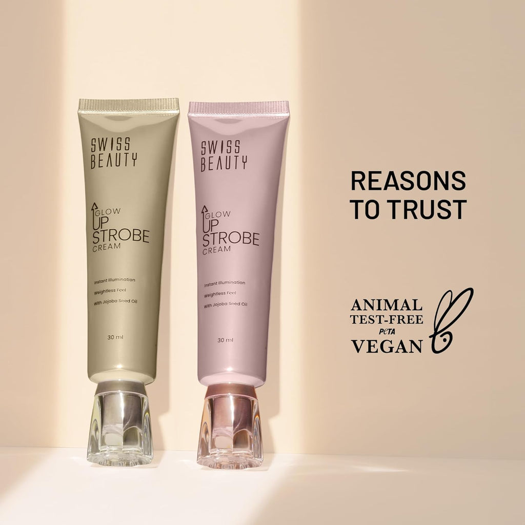 Swiss Beauty Glow Up Strobe Cream | Dewy Radiance | Hydrating | Versatile Use | With Jojoba Oil | For All Skin Types | 30ml, Shade- 2. Moonlit Glow
