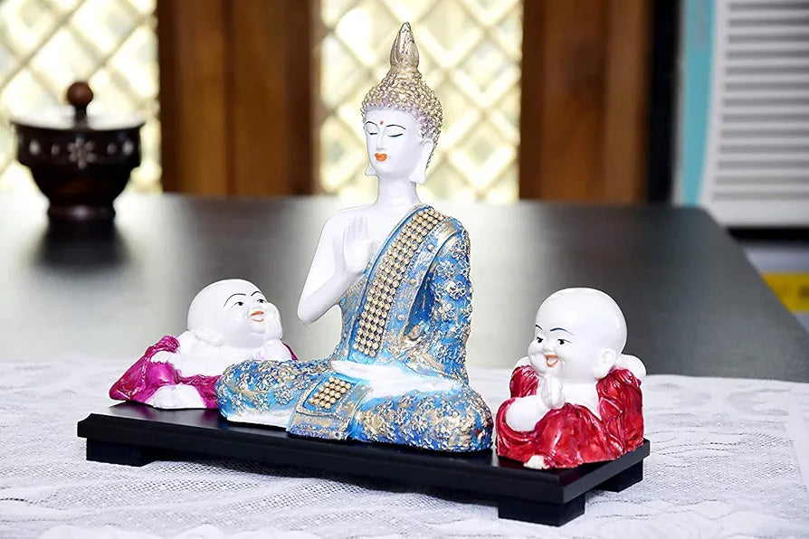 Mariner's Creation Divine Buddha Statue with Two Child Monk
