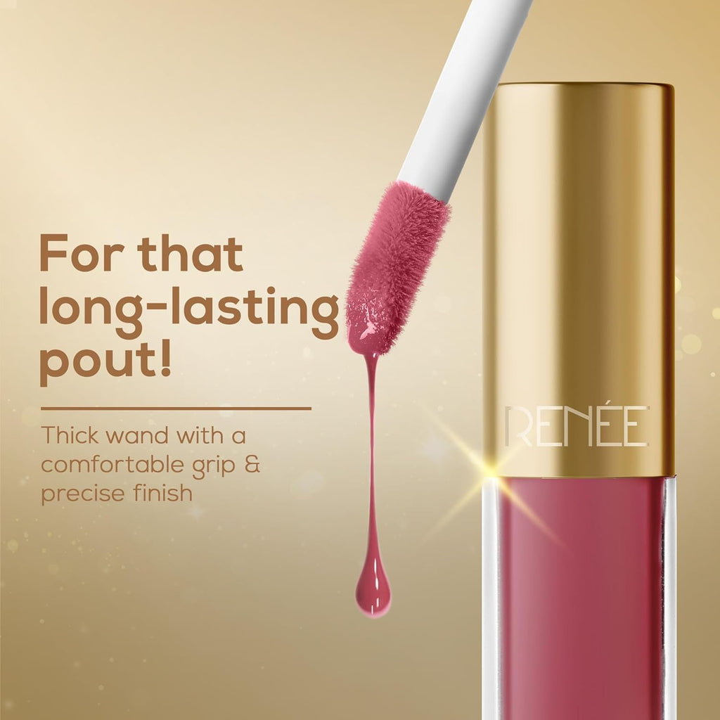 RENEE H2O Hydrating Liquid Lipstick - Mauve Ocean, Hydrating, Lightweight | Natural Lip Like Look | Glossy finish | Hyaluronic Acid, Peptides & Vitamin E Infused | 4 ml