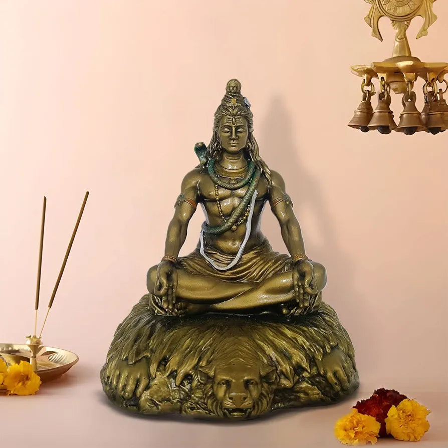 CraftVatika Handmade Shiva Murti Statue Idols Sculpture for Car Dashboard Resin Type 2