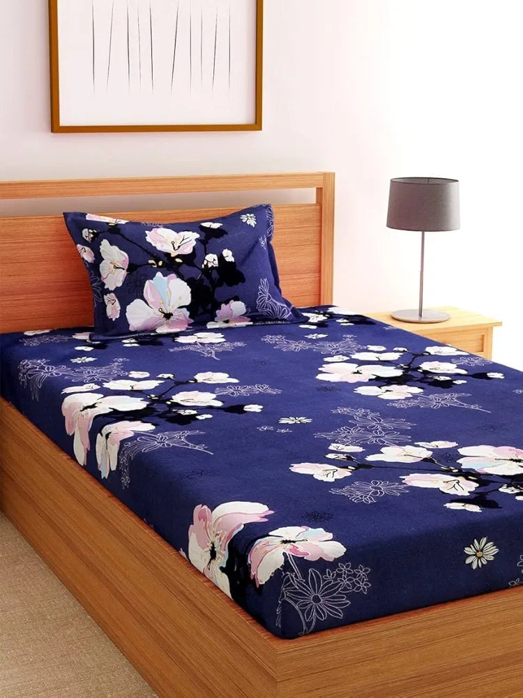 Starnstyle Premium 160 TC Ezyption Cotton Bedsheet for Single Bed with 1 Pillow Covers Macaroon