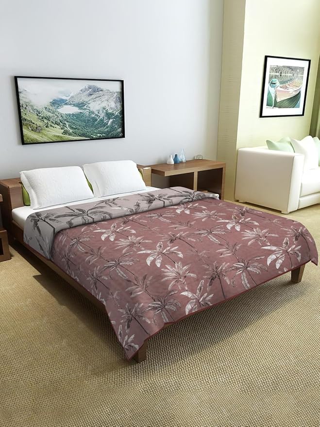 Cortina Ultra-soft Microfiber Reversible 120 Gsm Abstract Double Ac Blanket Quilt Dohar | Chocolate