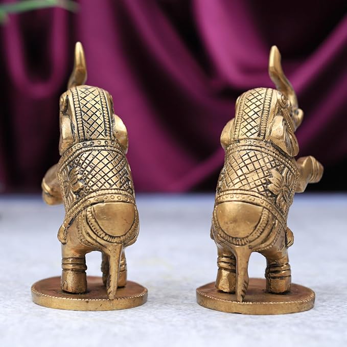 The Advitya Brass Elephant Showpiece | Elephant Jumping Pair Idol | Home Decor Unique Gift