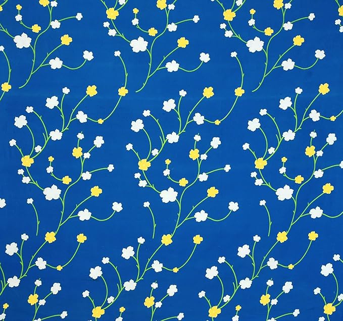 Decomizer Soft Glace Cotton King Size AC Blanket 1 Flat Bedsheet and 2 Large Pillow Covers Blue Yellow Colour