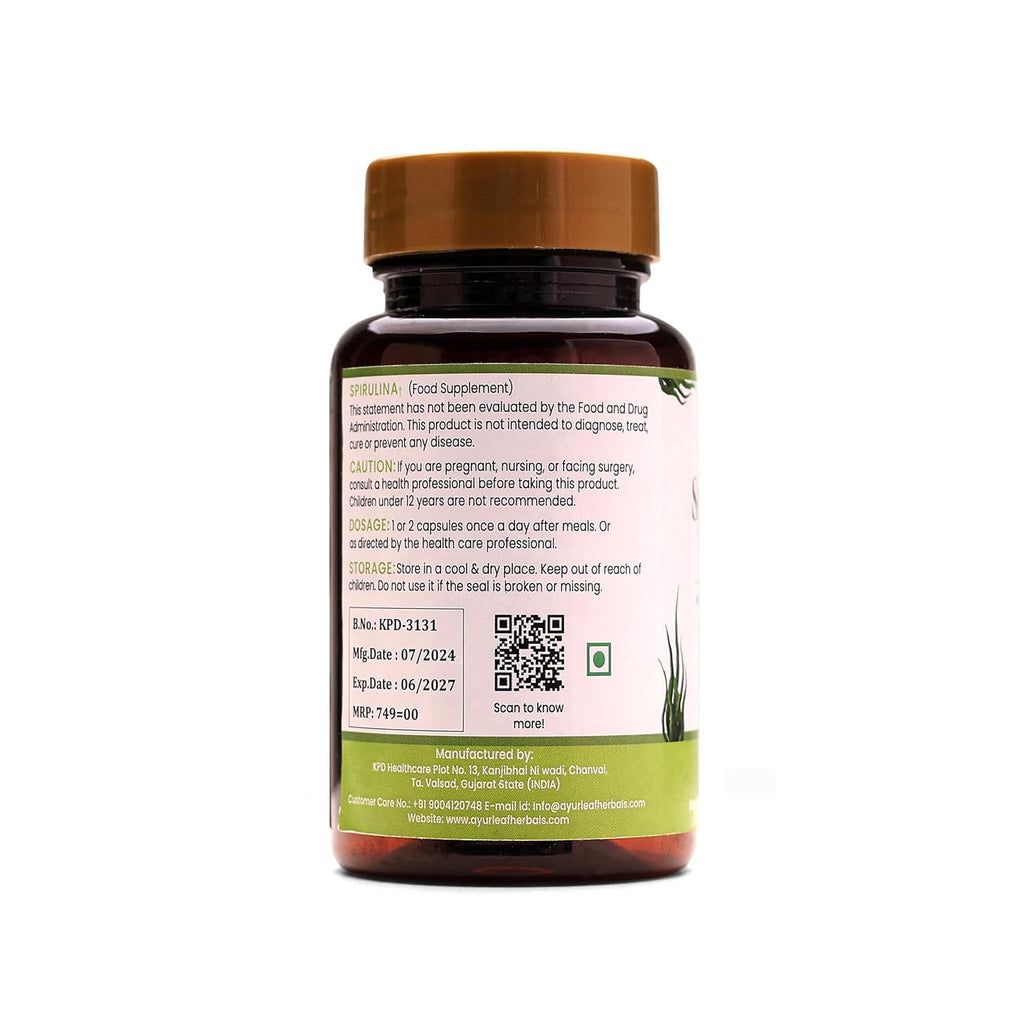 Ayurleaf Herbals Spirulina Capsules - 60 Caps Pack of 2