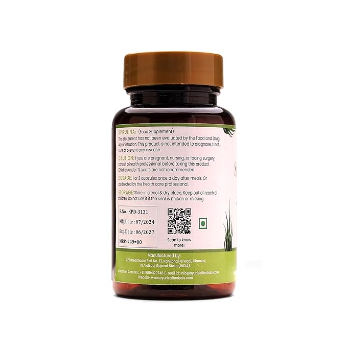 Ayurleaf Herbals Spirulina Capsules - 60 Caps