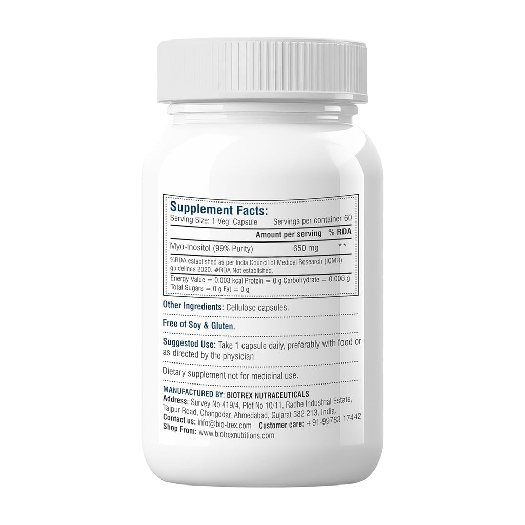 Biotrex Nutraceuticals Inositol 650mg, Essential for nerve function - 60 Capsules