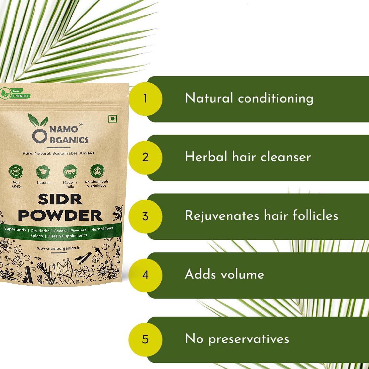 Namo Organcis - Sidr Leaves Powder - 300g | Natural Deep Cleansing & Conditioning Herb for Hair Care | Traditional Herbal Cleanser |Plant-based Source of Mucilages and Saponins