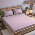 Trance Home Linen Skin Friendly 100% Cotton Jacquard Weave Fitted Bedsheet for Queen Size Bed with 2 Pillow Solid Cover Premium 300TC Colour Cameo Rose