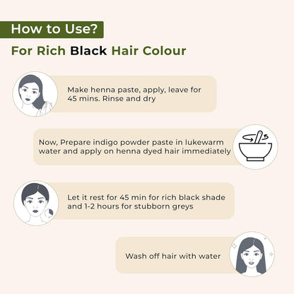 Indus Valley Bio Organic 100% Pure Indigo Powder & Herbal Henna Powder Hair Color Combo Kit for Natural Hair Dyeing - Black Indigo - 100 gm Each Without Preservatives