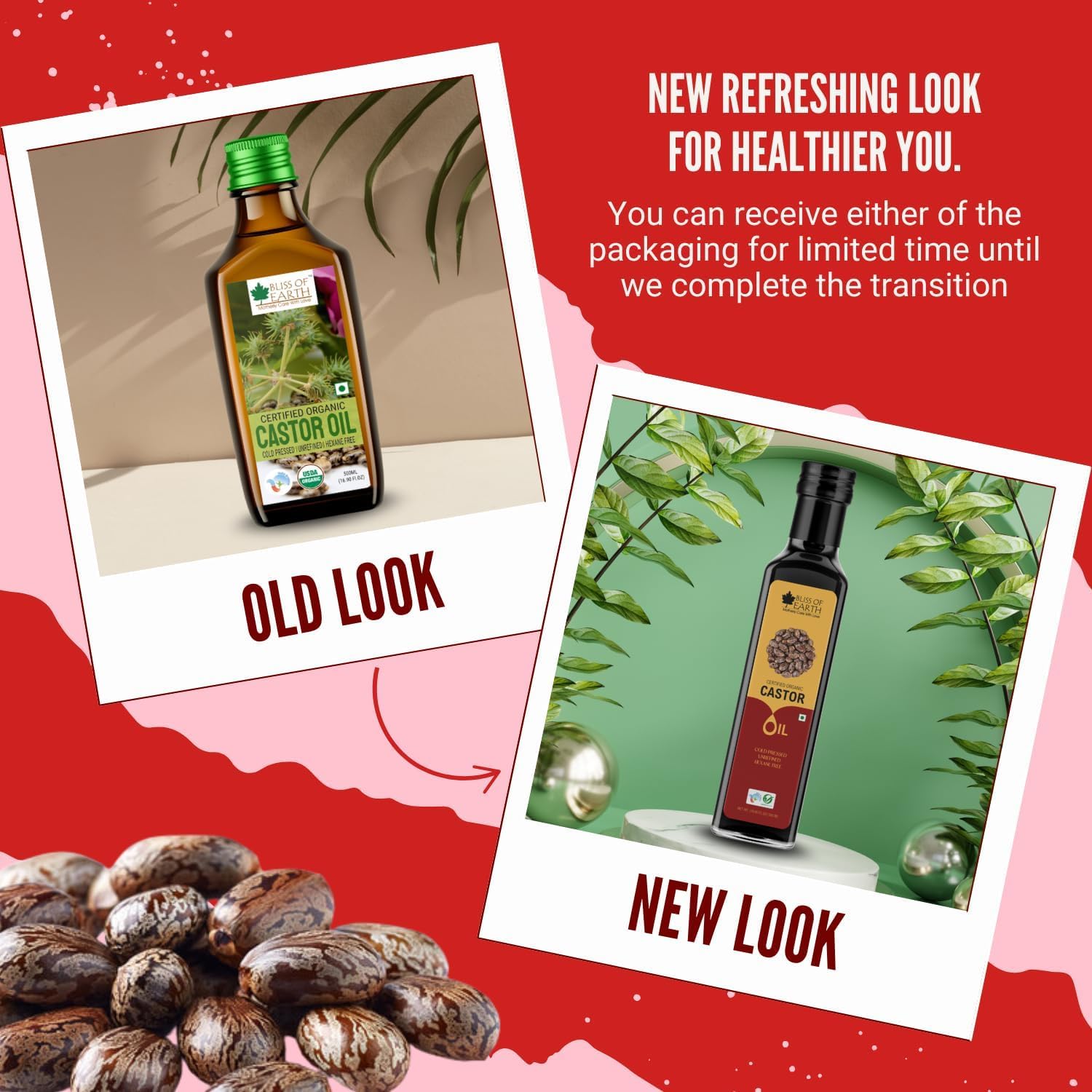 Bliss of Earth 500ML Certified Organic Castor Oil For Hair Growth, Cold Pressed & Hexane Free (Pet bottle)