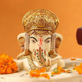 Indicast Resin 4" Inch Lord Ganesha Head Painting Hindu God Ganesh Ganpati Idol Figurine for Home Office House Warming Statue Murti