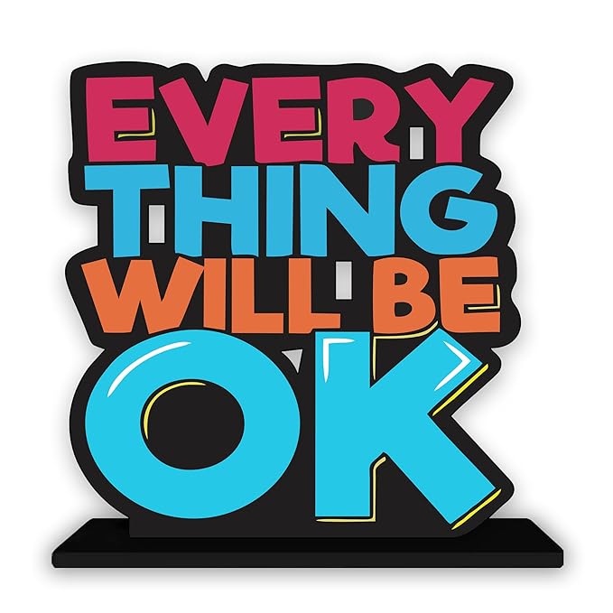 Artvibes Wooden Idols and Figurine Every Thing Will Be Ok Inspirational Quotes Table Decor for Office Desk