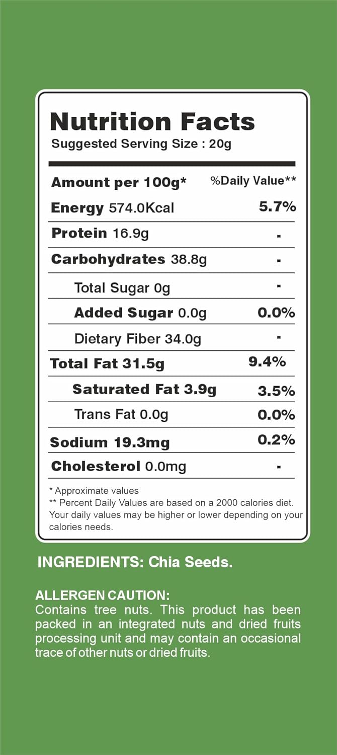 SFT Chia Seeds 500g - seeds for Weight Management | Rich in Calcium, Protein & Fibre | Beat the Heat | 100% Clean Chia seeds for Eating | Antioxidant Rich Seeds
