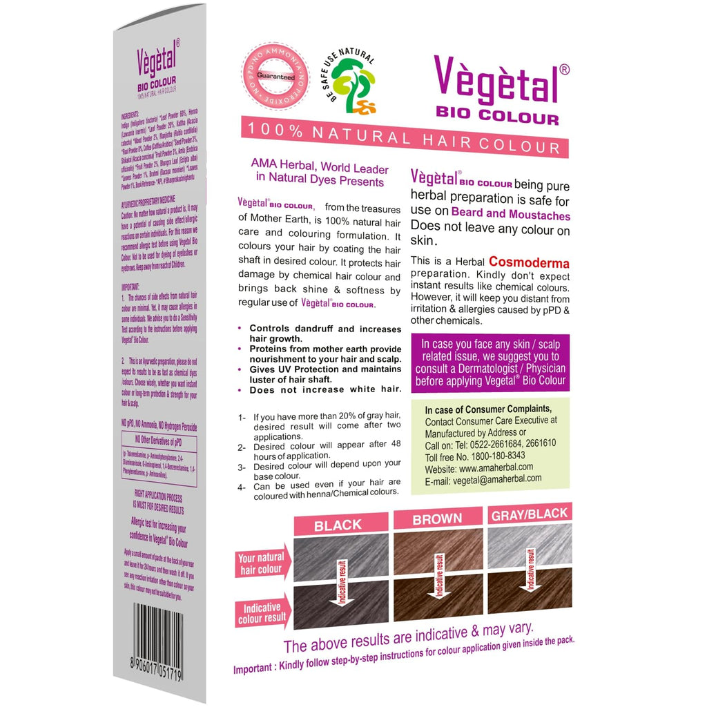 Vegetal Bio Colour - Experience Natural Black Beard Hair Color for Men - 25 gms