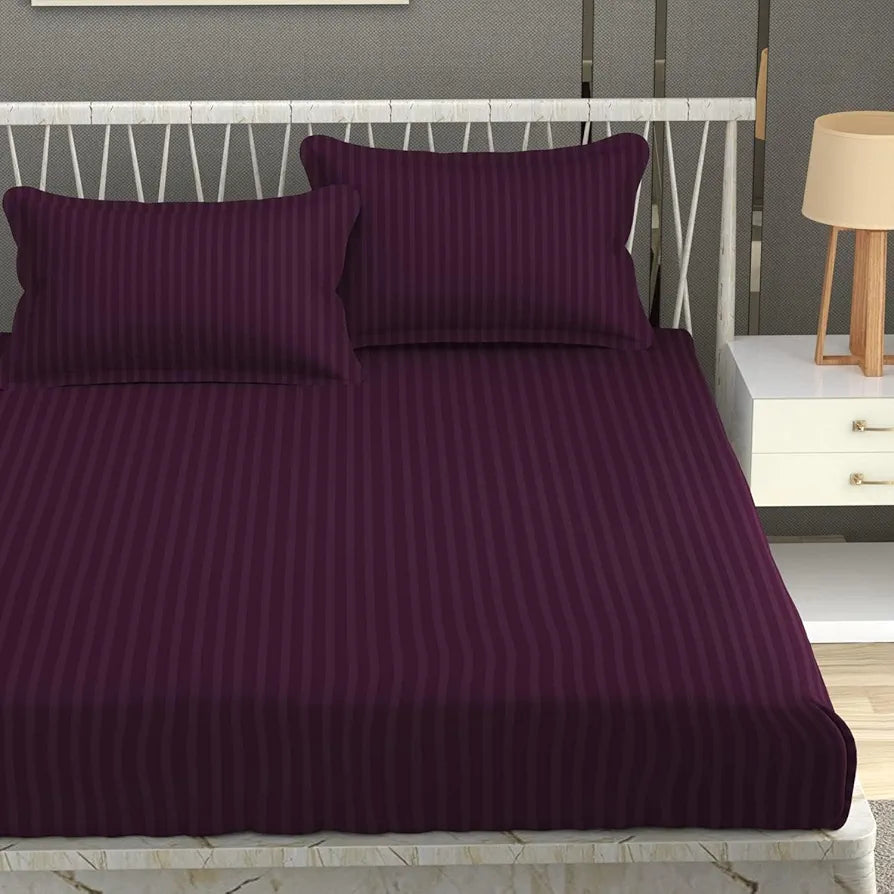 Fresh From Loom King Size Flat Bedsheets Hotel & Home Double Bedsheet Set with 2 Pillow Covers Wine