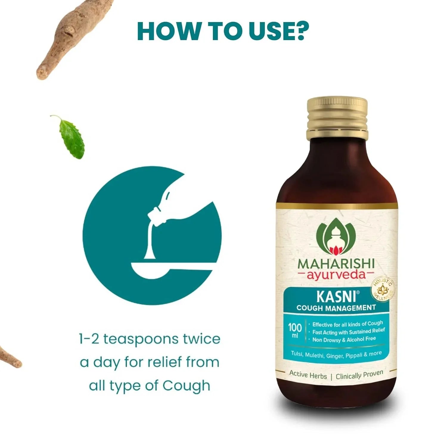 Maharishi Ayurveda Kasni Cough Syrup with Kanth Sudha | Ayurvedic Cough Syrup | For All Types Of Cough & Chronic Cough | Non-Drowsy | Non- Habit Forming| Non-alcoholic