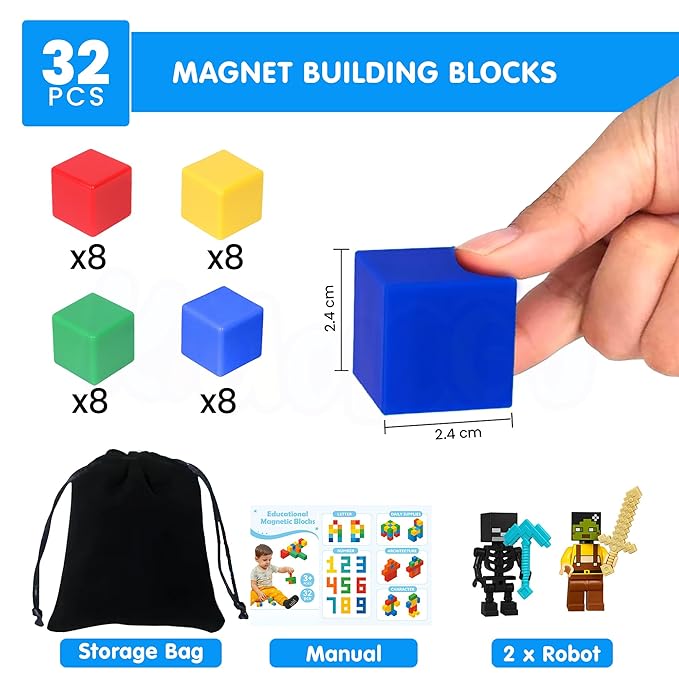 Kidology Magnetic Building Blocks 32Pcs Magnetic Blocks