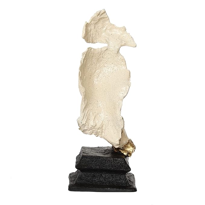 Ecraftindia White Antique Finish Finger on Man Lips Handcrafted Decorative Polyresin Showpiece