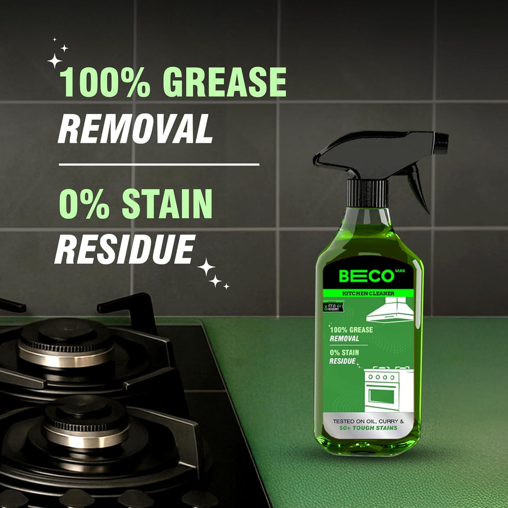 Beco Max | Kitchen Cleaner - 500 ml | Instantly removes Tough Greases, No stains or residue | Cleans in 60 seconds | Maximum cleaning power | Suitable for Counter Tops, Stoves, Chimneys