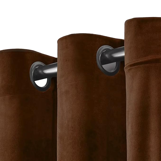 Stoa Paris Curtain for Home| Single pc Patterned Velvet Curtain for Window|Living Room| Colour Caramel Caress