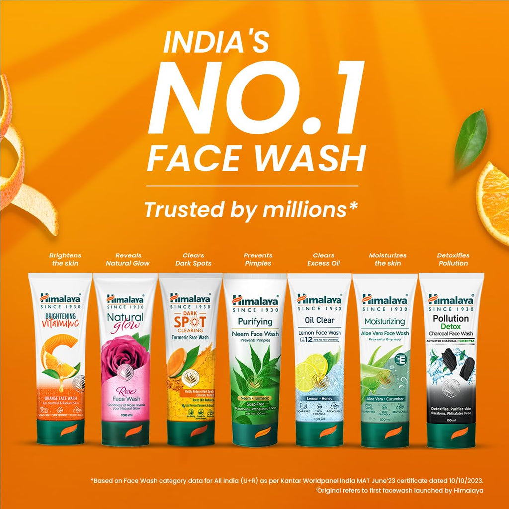 Himalaya Tan Removal Orange Face Wash | Deeply Cleanses & Reduces Tan | with Orange Peel, Papain & Honey | Exfoliates Dead Skin | Dermatologically Tested | For Men & Women | 50ml