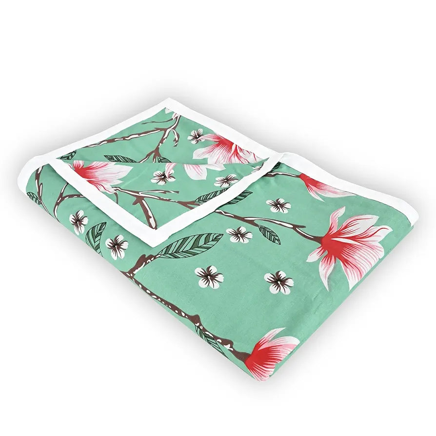 Divine Casa 100% Cotton Double Bed Dohar Ultra-Soft Reversible AC Blanket Colour Mint Blossom Haven