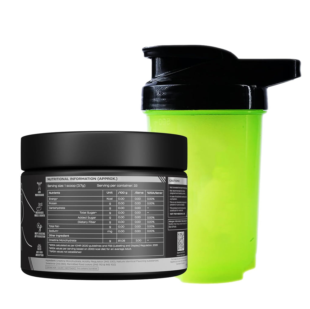 BeastLife Micronised Creatine Monohydrate with Free Shaker | 125g | 33 Servings | Tropical Tango | NABL Lab Tested | Rapid Absorption for Muscle Strength & Athletic Performance | Super Micronised Creatine Powder